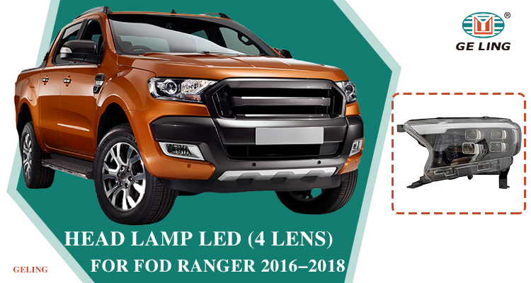 Ford Ranger 2014-2017 için 4 lens LED projektör kafa lambası