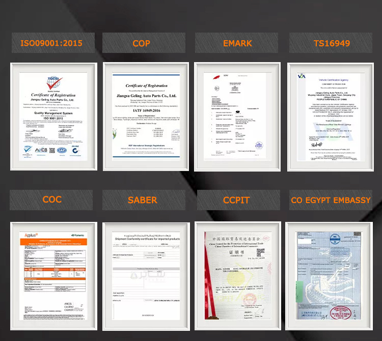 Geling auto parts certification